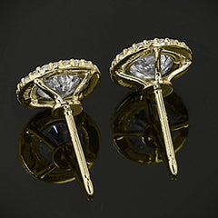 3.30 TCW Round Cut Diamond Stud Earrings For Women, Christmas Gifts, Halo Earrings, Anniversary Gifts